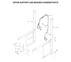 Whirlpool YWET4027HW0 dryer support and washer harness parts diagram