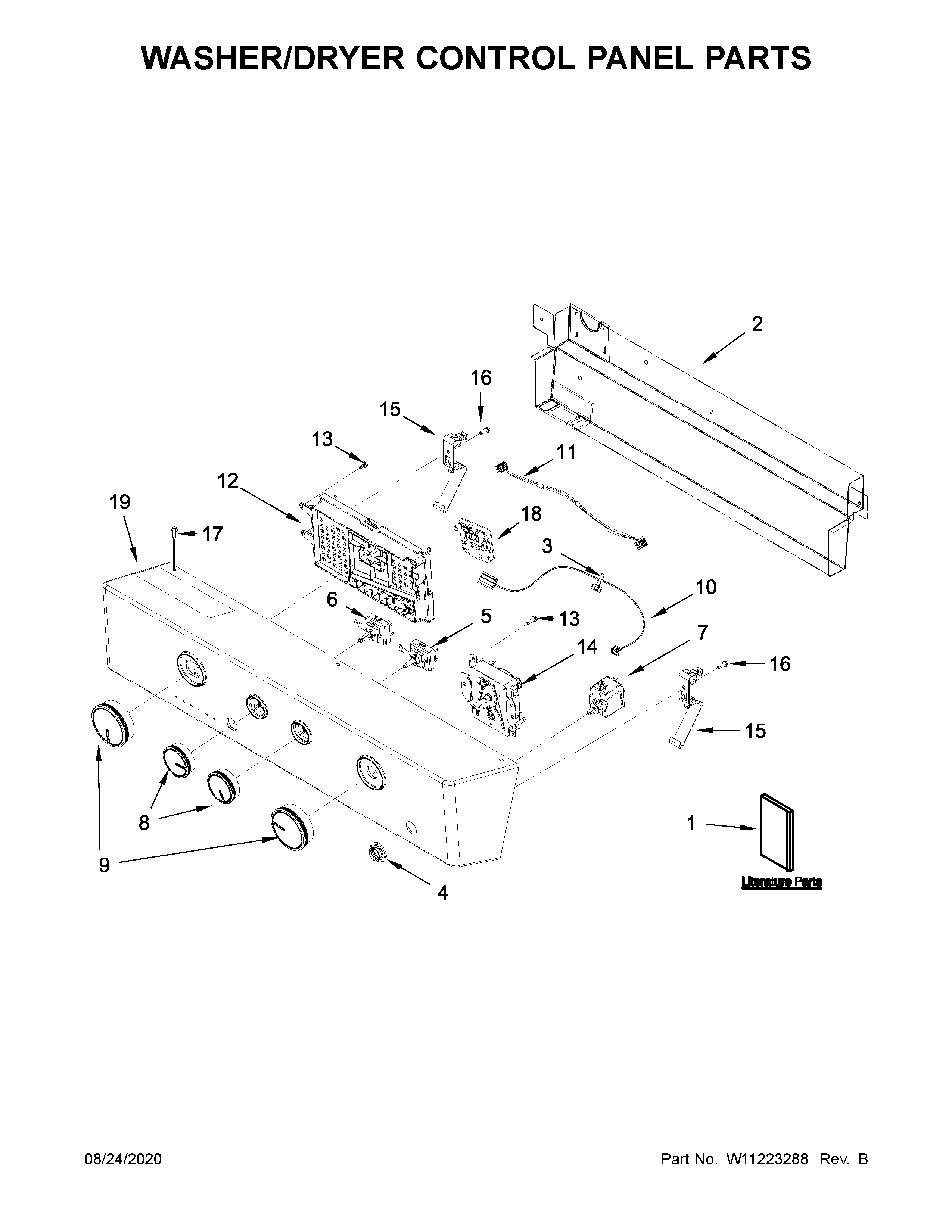 Washer/dryer control panel parts