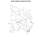 Whirlpool WETLV27HW0 dryer cabinet and motor parts diagram