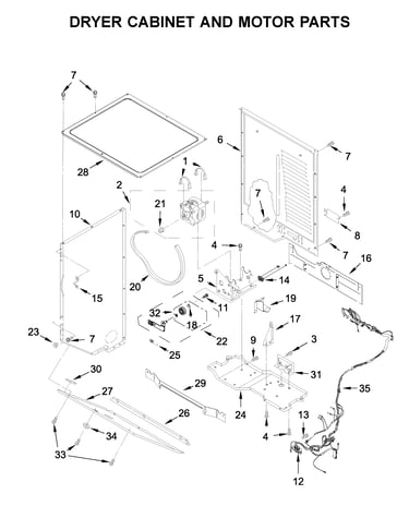 Dryer cabinet and motor parts