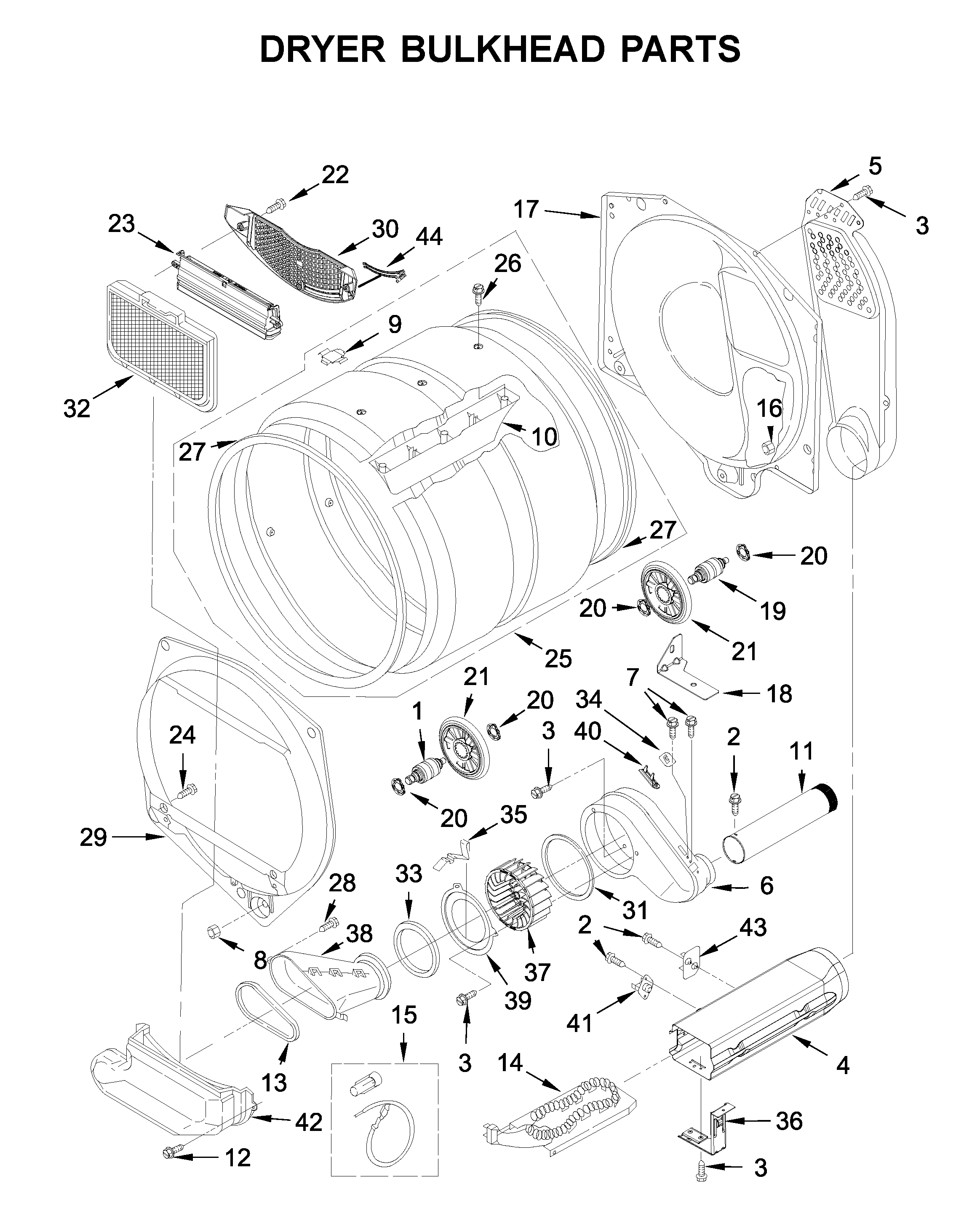 Dryer bulkhead parts