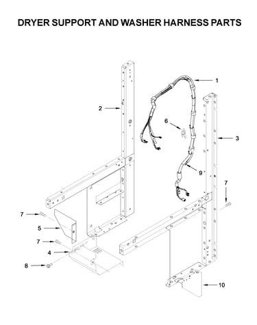Dryer support and washer harness parts