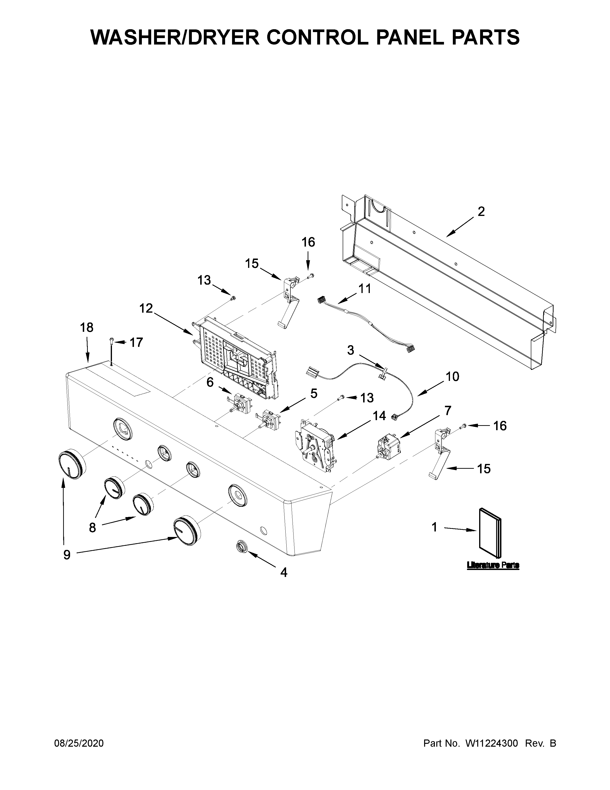 WASHER/DRYER CONTROL PANEL PARTS