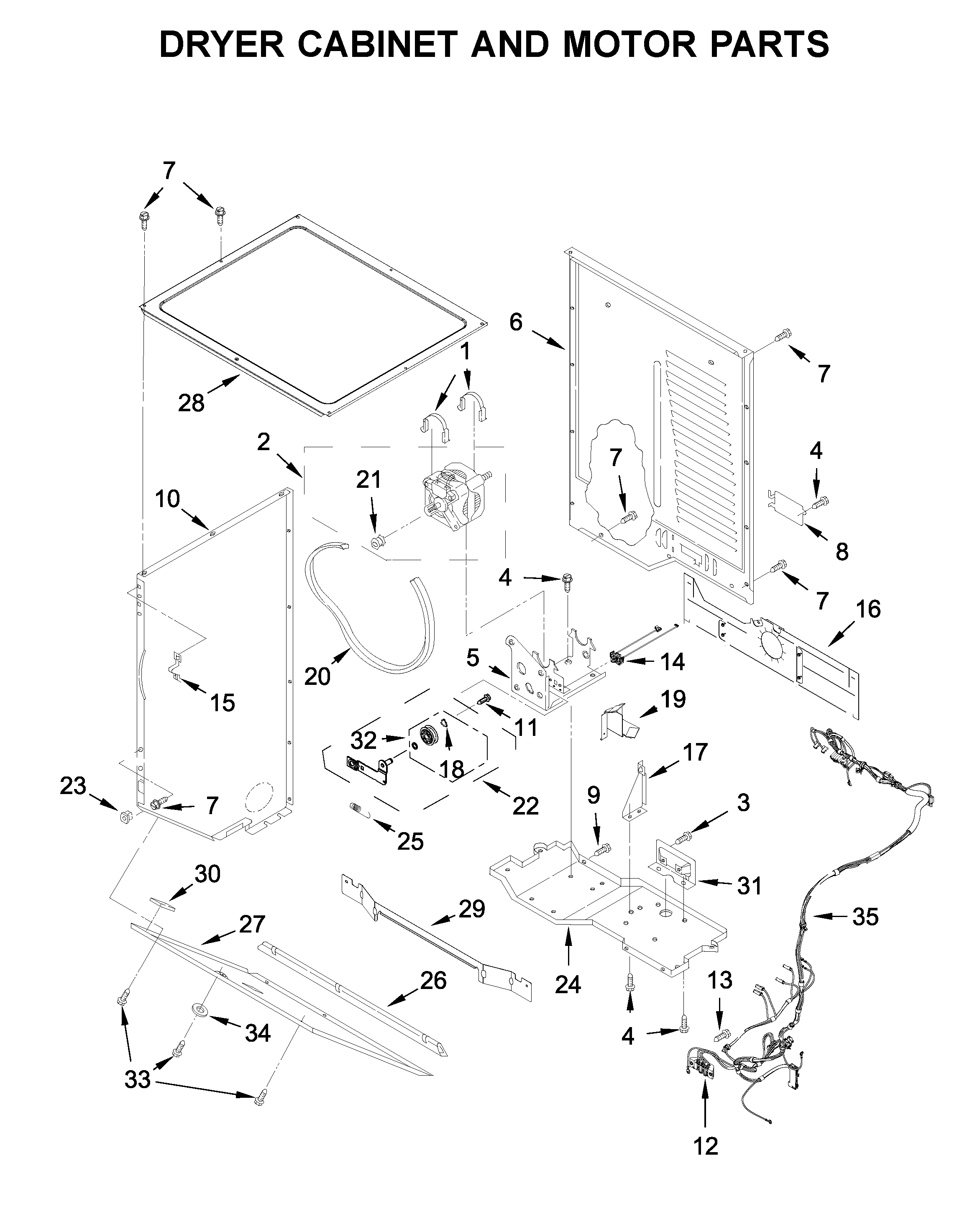 DRYER CABINET AND MOTOR PARTS