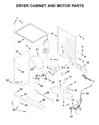 Dryer cabinet and motor parts