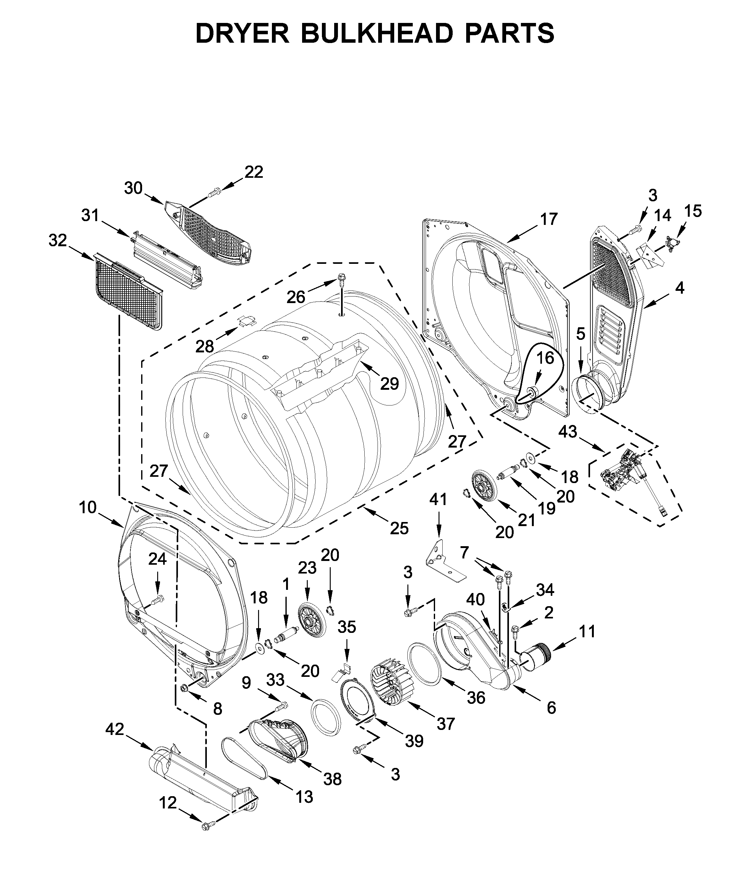 Dryer bulkhead parts