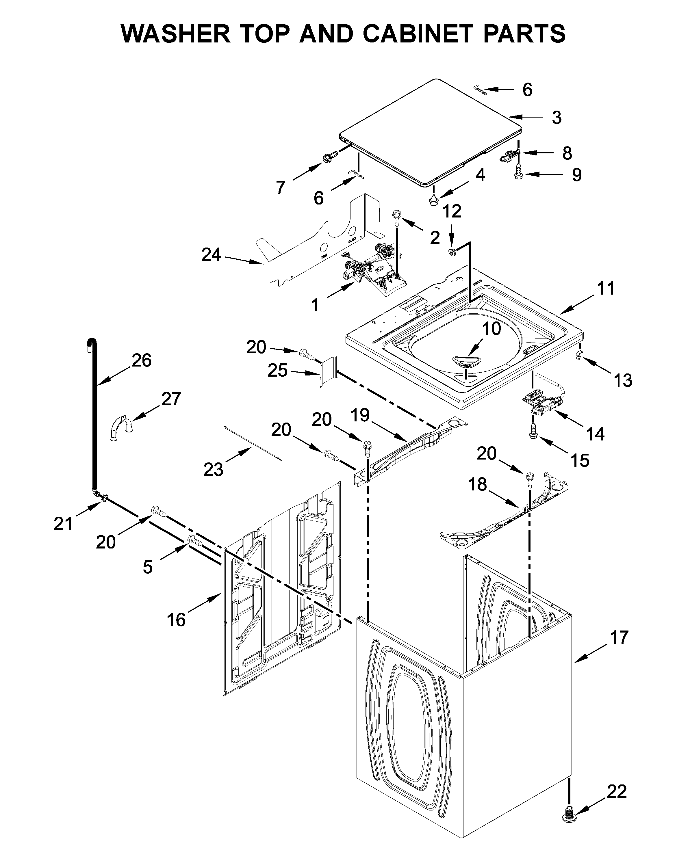 WASHER TOP AND CABINET PARTS