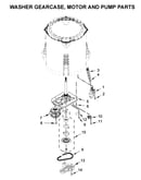 Washer gearcase, motor and pump parts