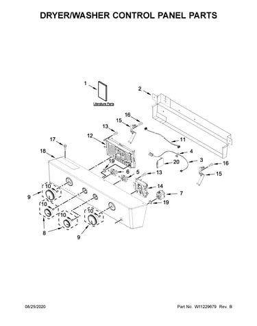 Dryer/washer control panel parts