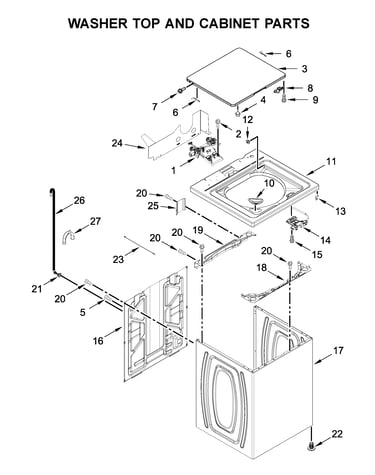 Washer top and cabinet parts