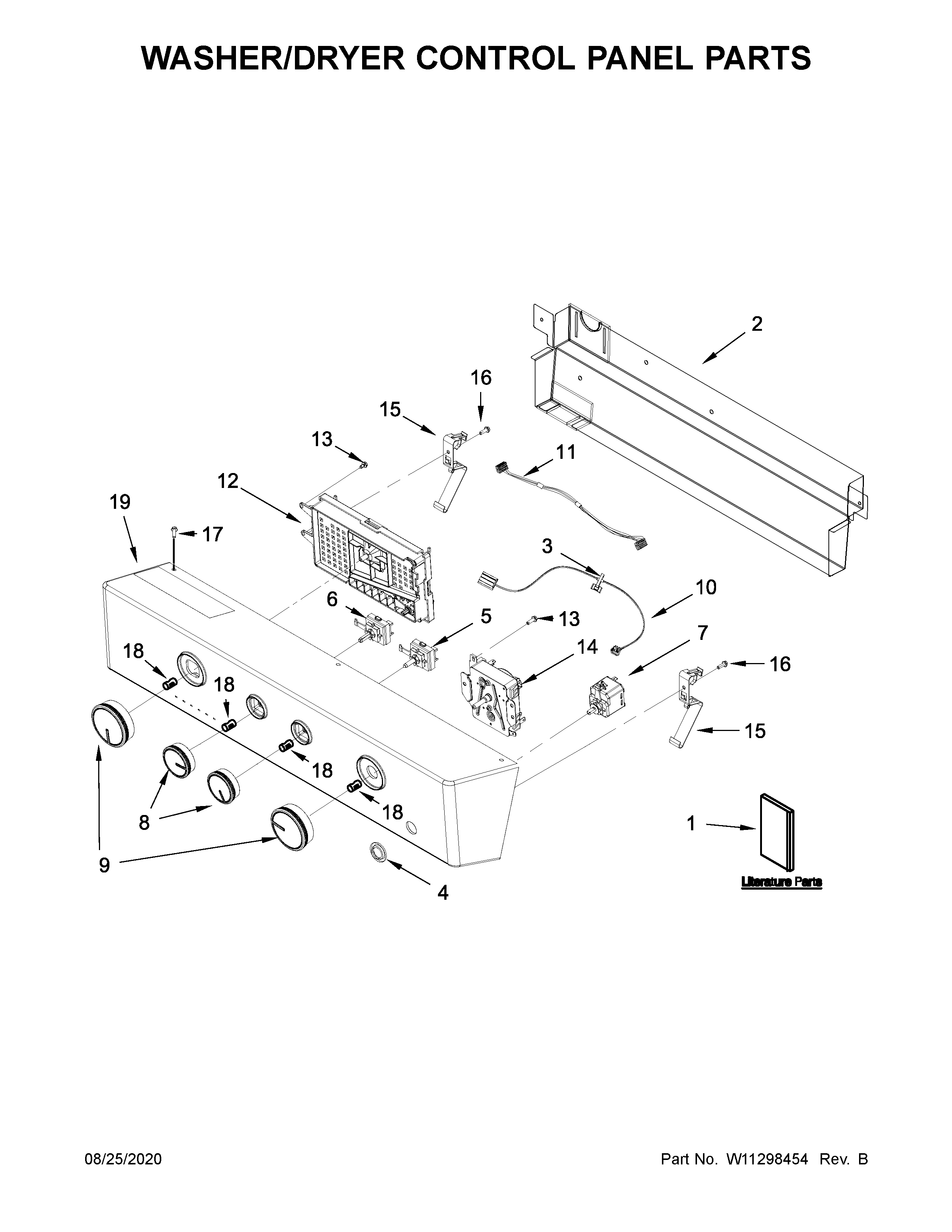 Washer/dryer control panel parts