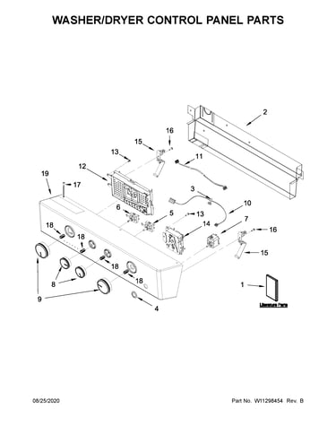 Washer/dryer control panel parts