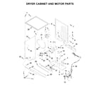 Whirlpool WETLV27HW1 dryer cabinet and motor parts diagram