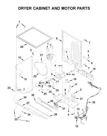 Dryer cabinet and motor parts