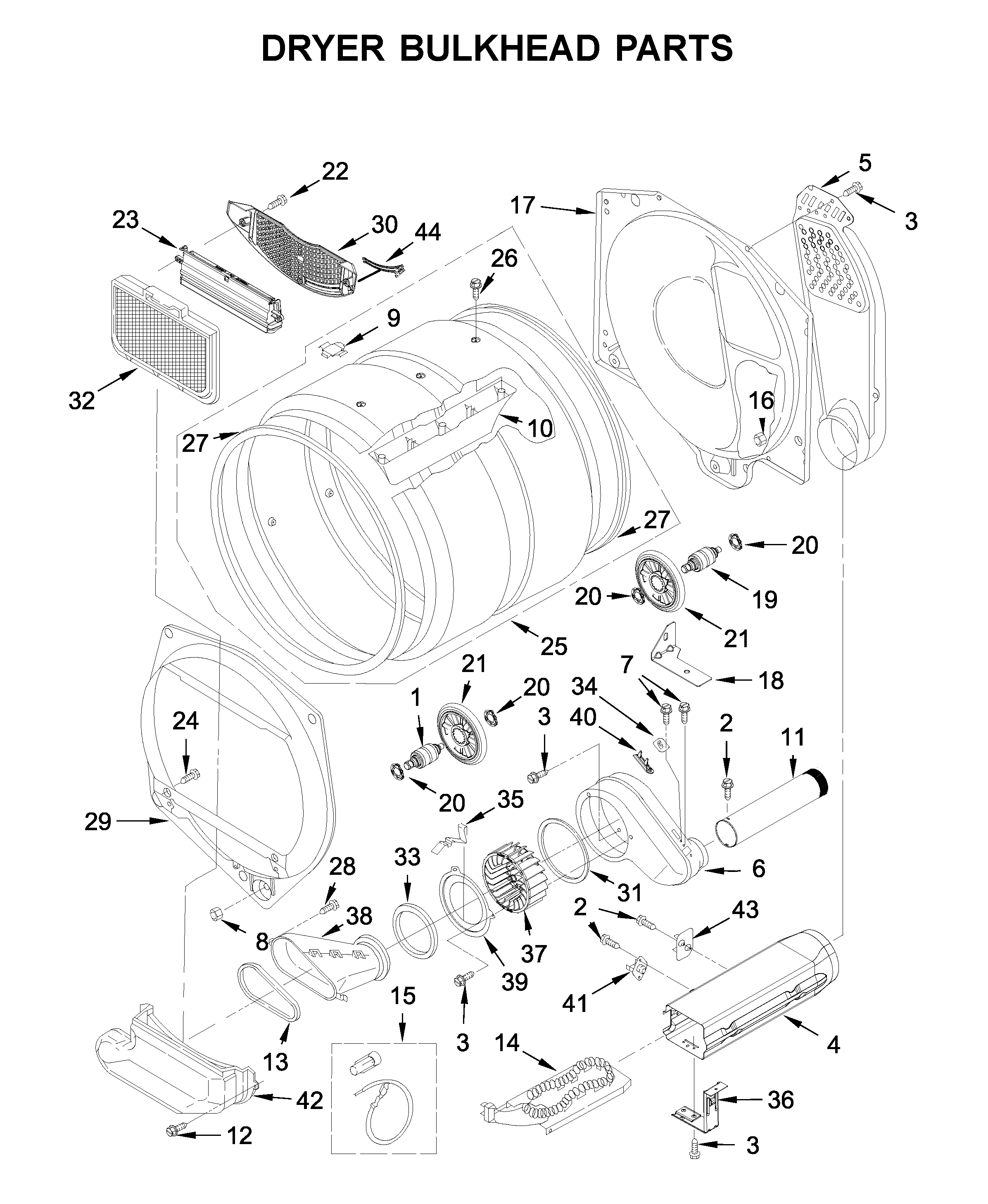 Dryer bulkhead parts