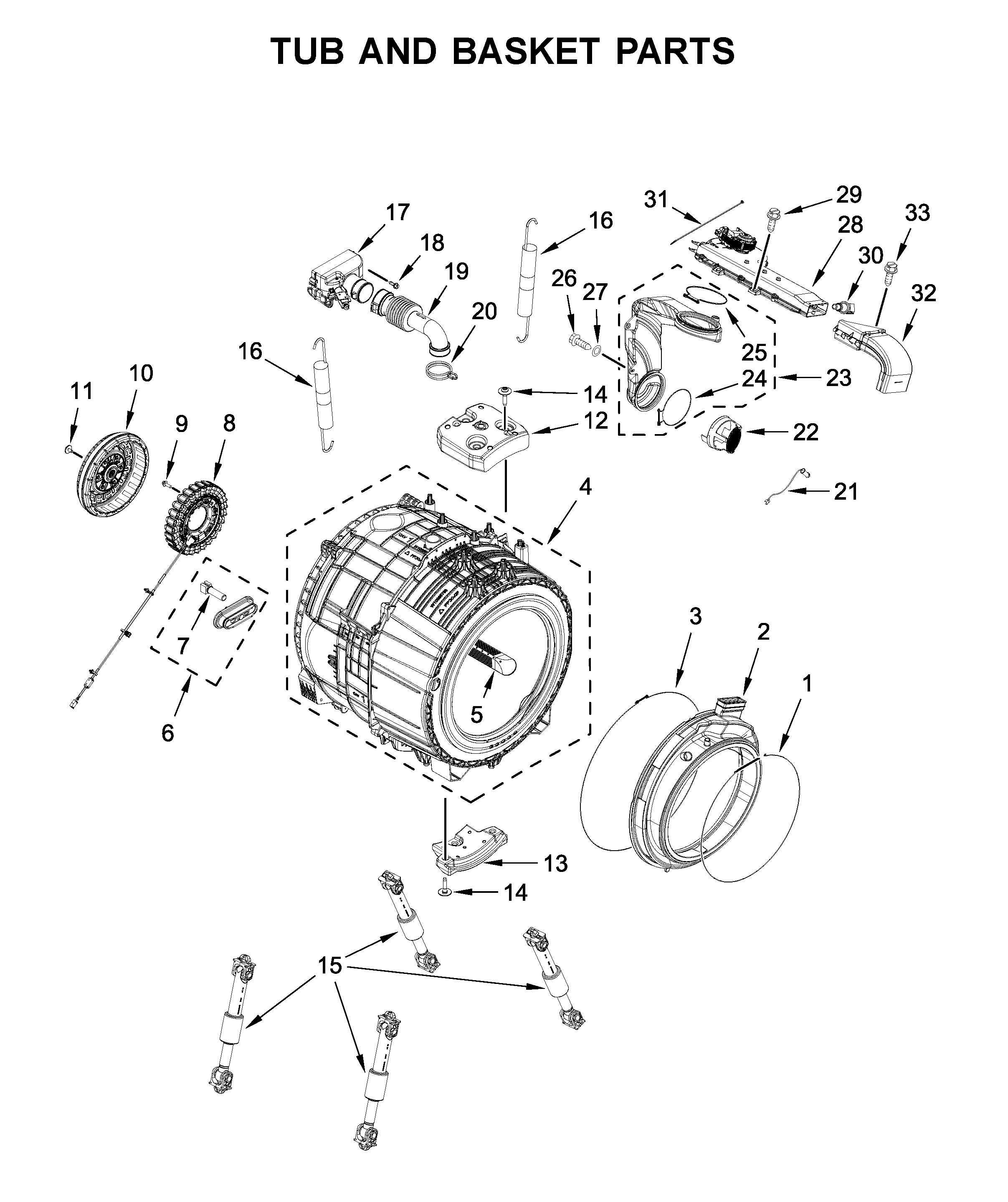 Tub and basket parts