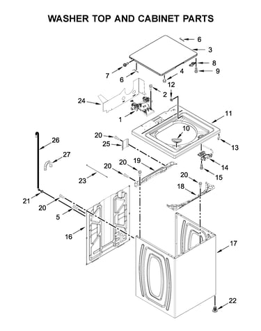 Washer top and cabinet parts