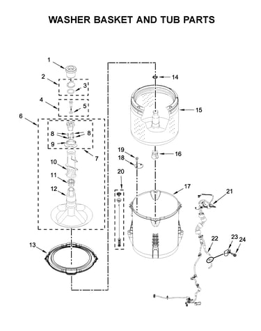 Washer basket and tub parts