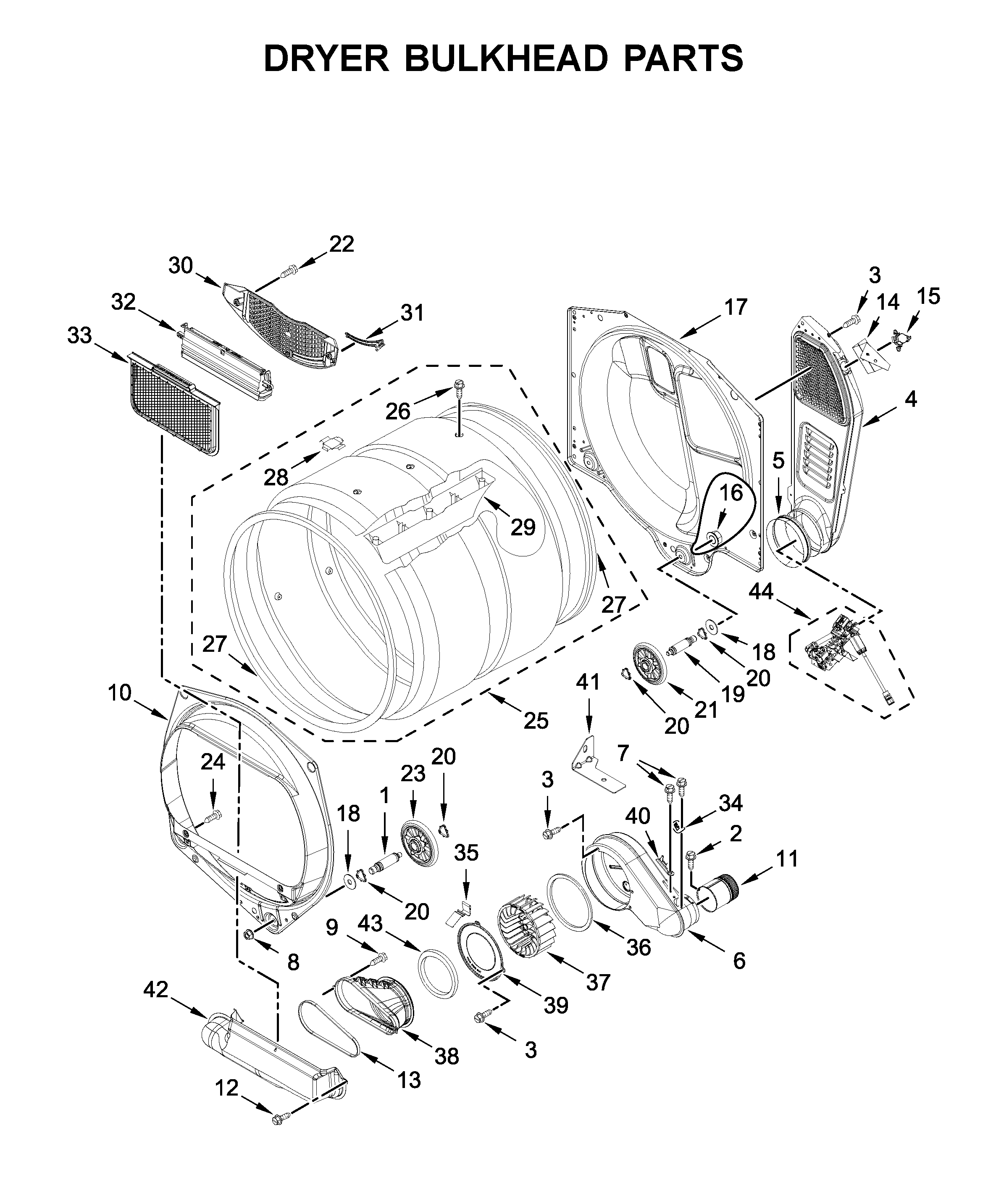 Dryer bulkhead parts