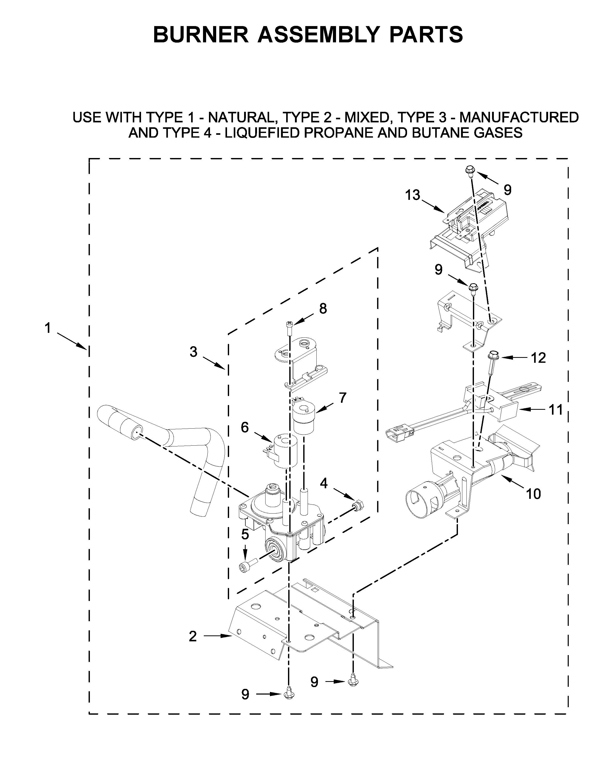 Burner assembly parts