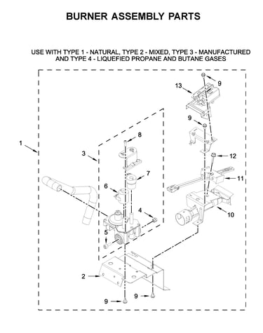 Burner assembly parts