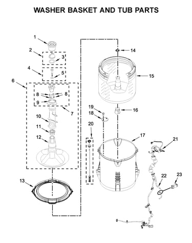 Washer basket and tub parts