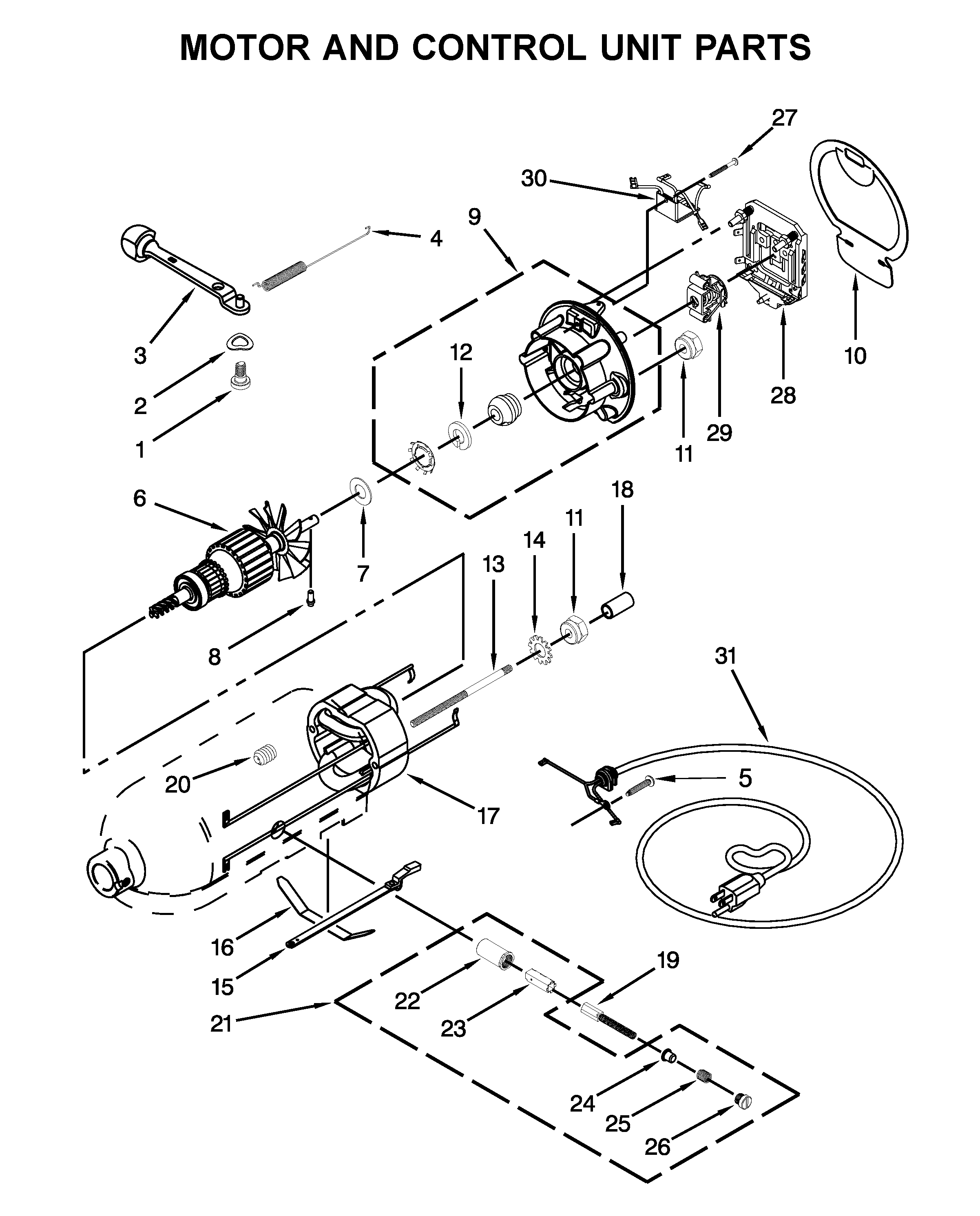 Motor and control unit parts