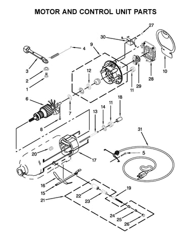 Motor and control unit parts