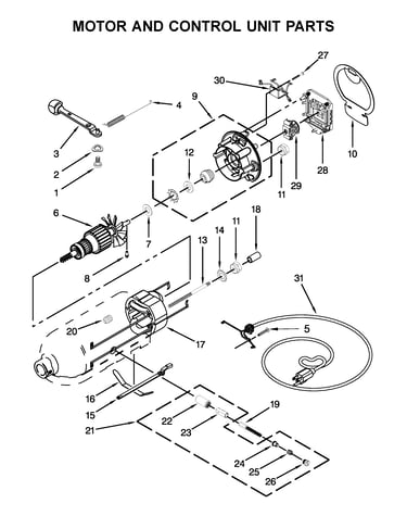 Motor and control unit parts