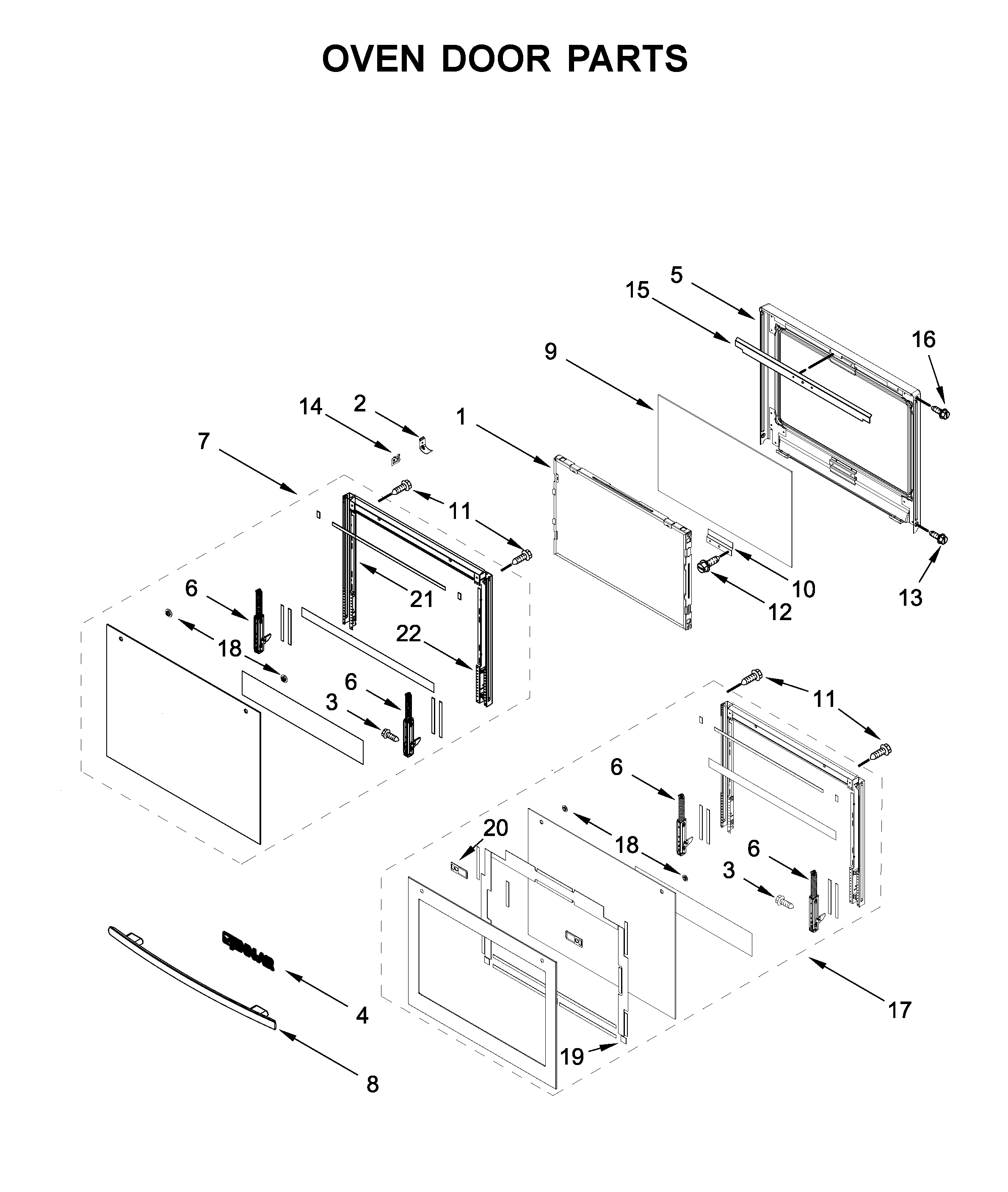 Oven door parts