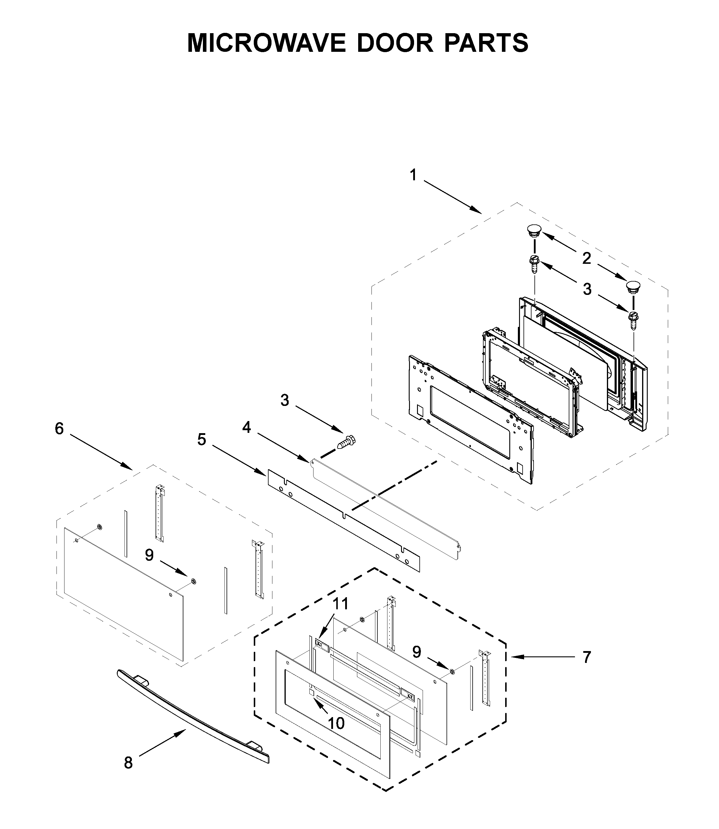 Microwave door parts