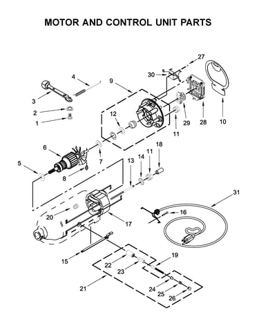 Motor and control unit parts