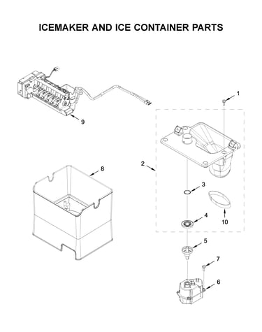 Icemaker and ice container parts