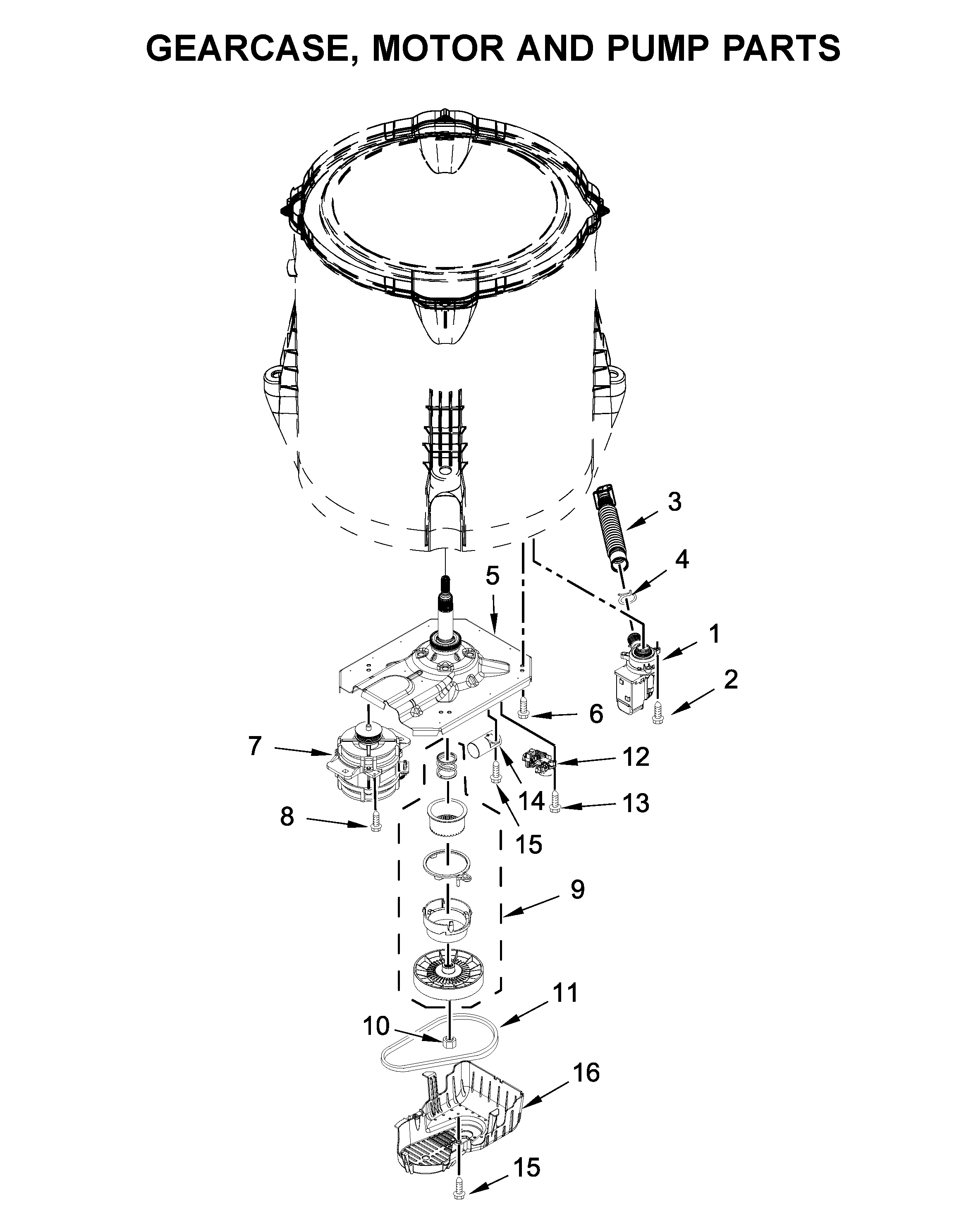 Gearcase, motor and pump parts