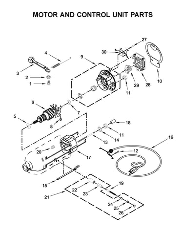 Motor and control unit parts
