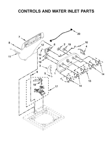 Controls and water inlet parts