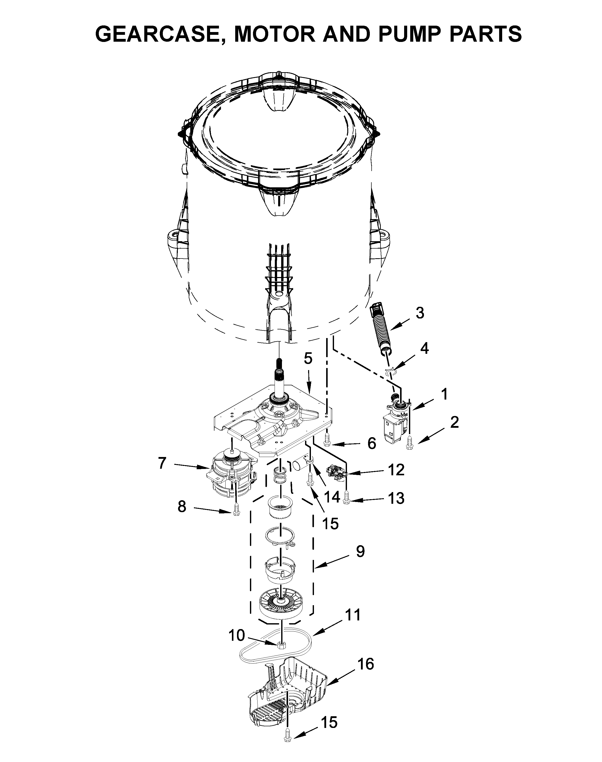 GEARCASE, MOTOR AND PUMP PARTS