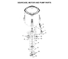 Whirlpool WTW4955HW2 gearcase, motor and pump parts diagram