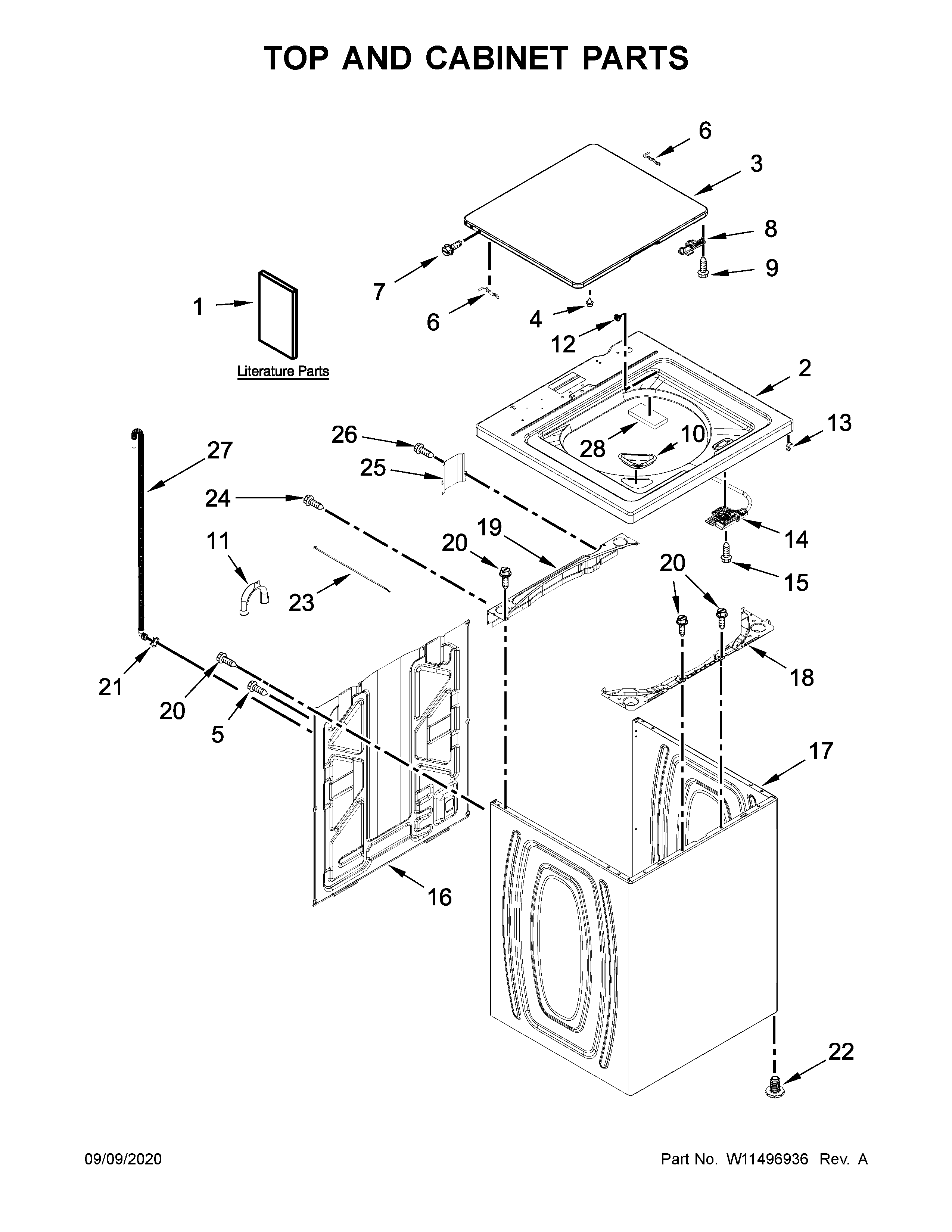 Top and cabinet parts