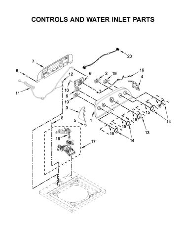 Controls and water inlet parts