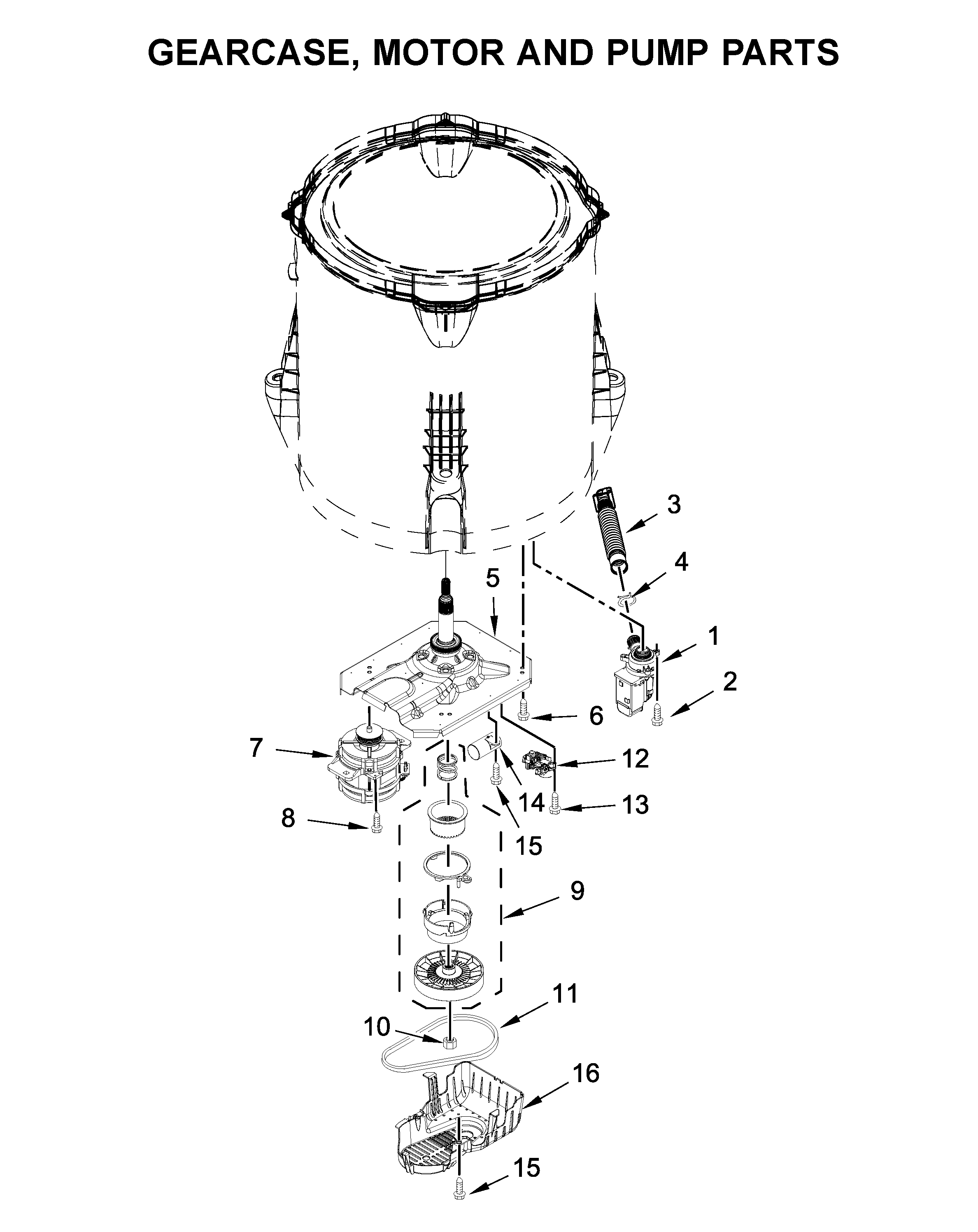 GEARCASE, MOTOR AND PUMP PARTS