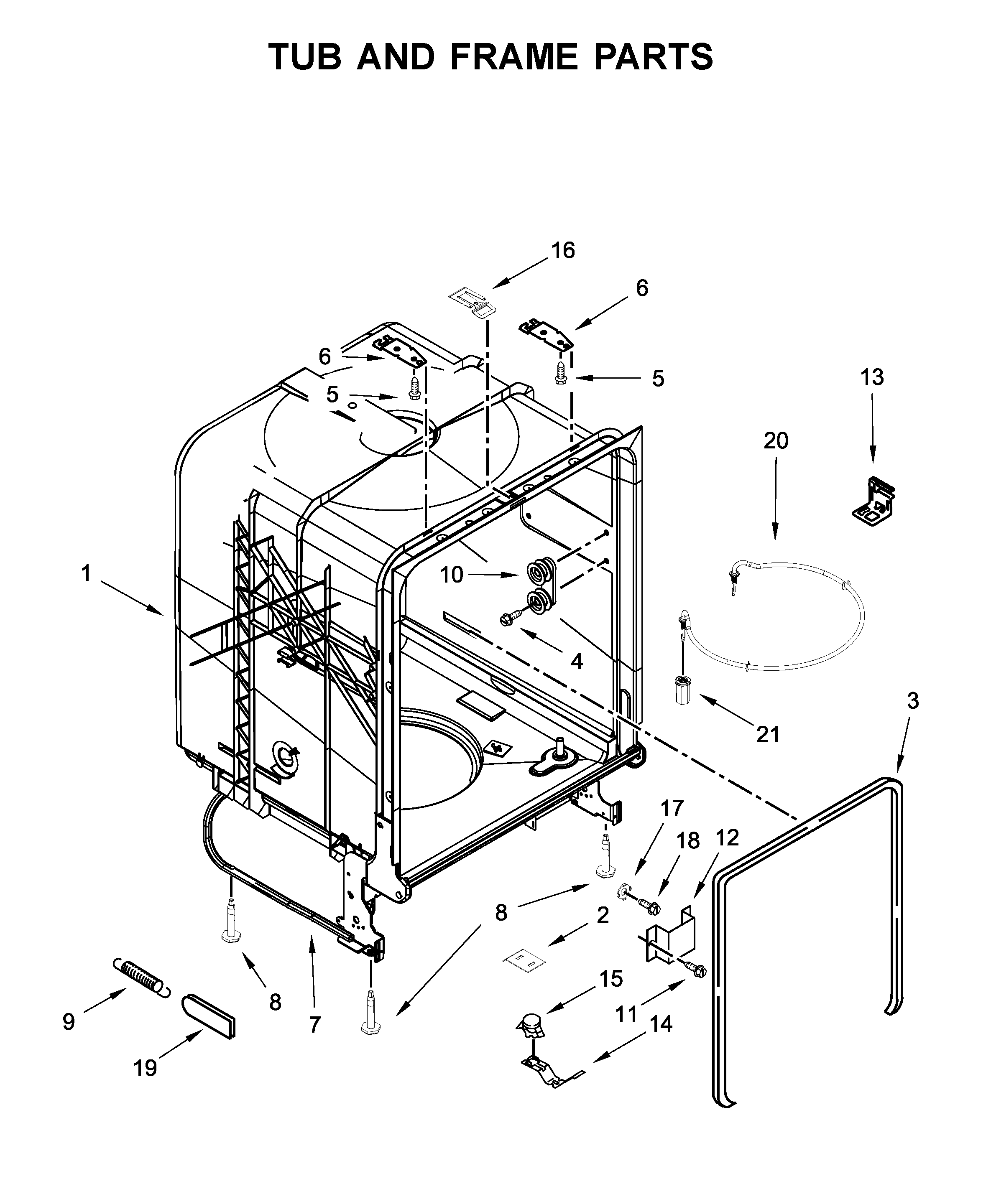 TUB AND FRAME PARTS