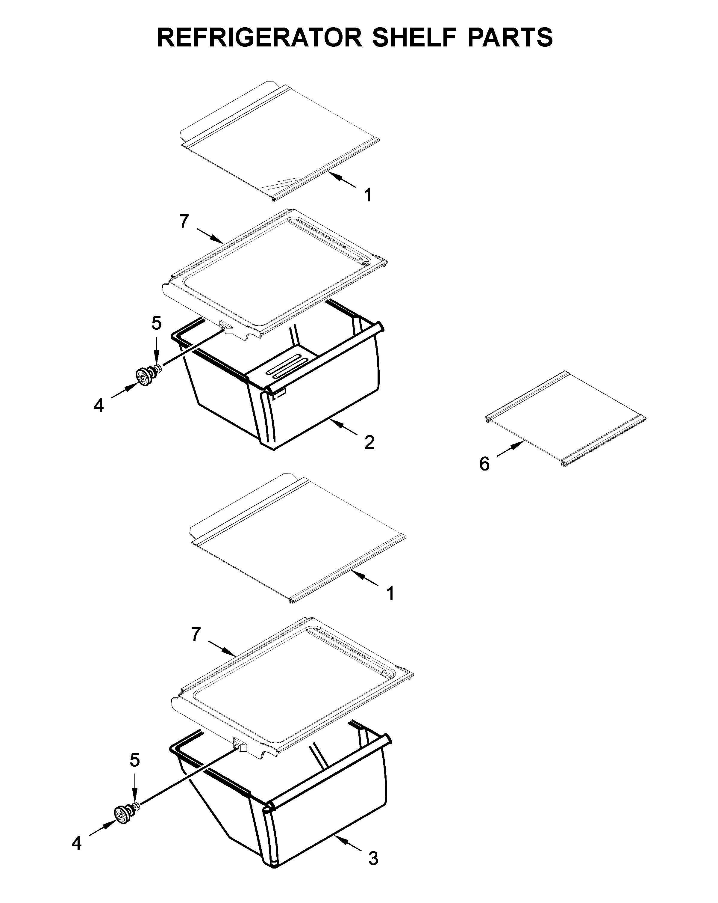 Refrigerator shelf parts