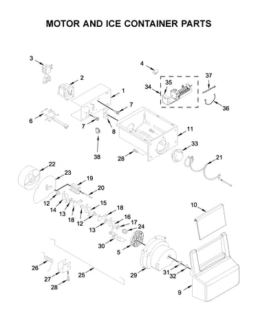 Motor and ice container parts