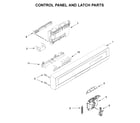 Whirlpool WDF330PAHB4 control panel and latch parts diagram