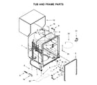 Whirlpool WDF330PAHW4 tub and frame parts diagram