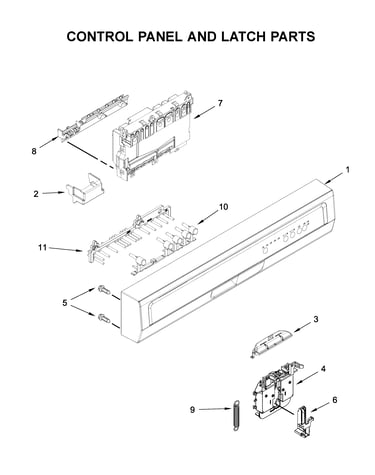 Control panel and latch parts