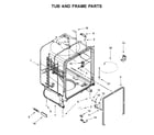 Whirlpool WDF130PAHB2 tub and frame parts diagram