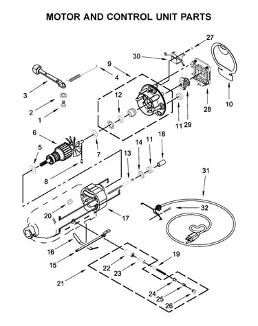 Motor and control unit parts