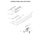 Whirlpool WDF331PAHW1 control panel and latch parts diagram